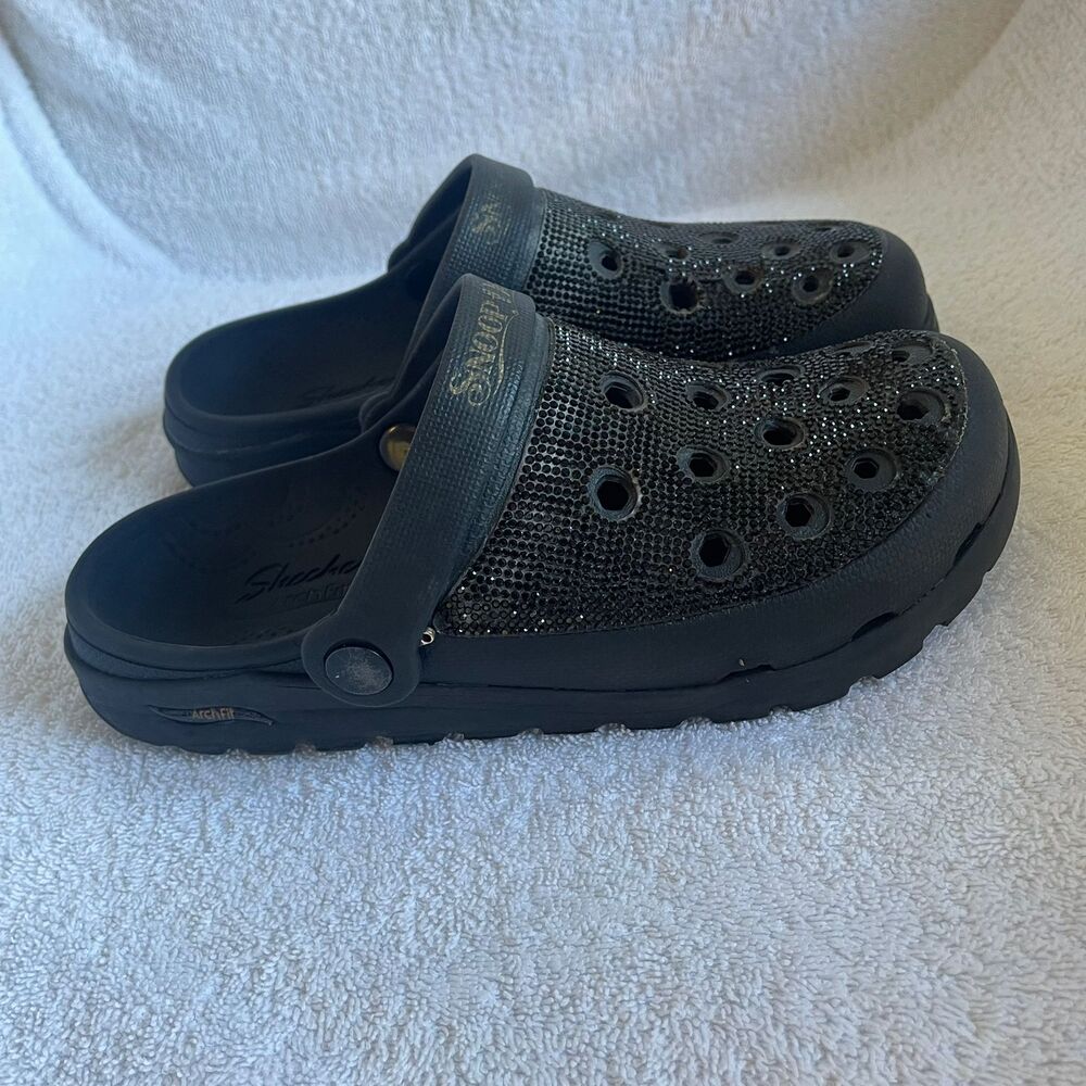 Snoop Dogg x Skechers Arch Fit Clogs Size 7.5 Black Rhinestone Bling Slip On - Picture 4 of 11